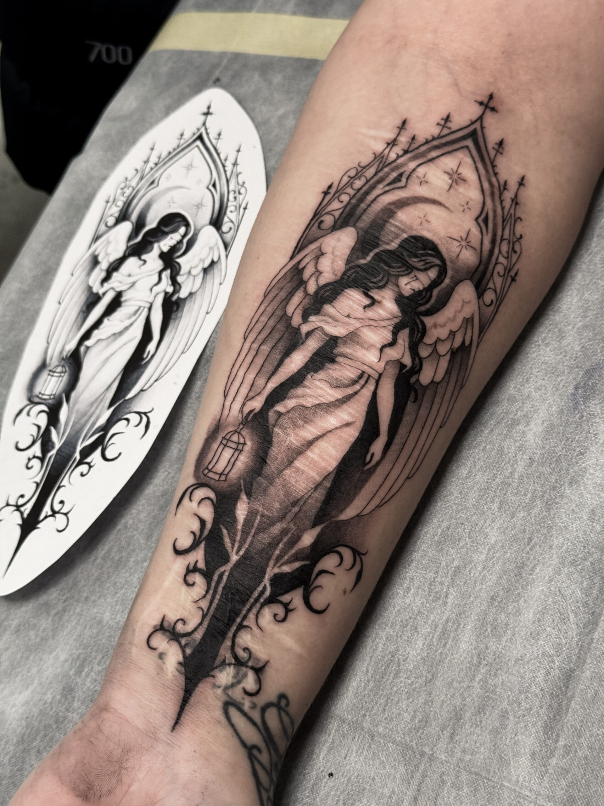 black-and-grey-dark-angel-tatttoo-christchurch