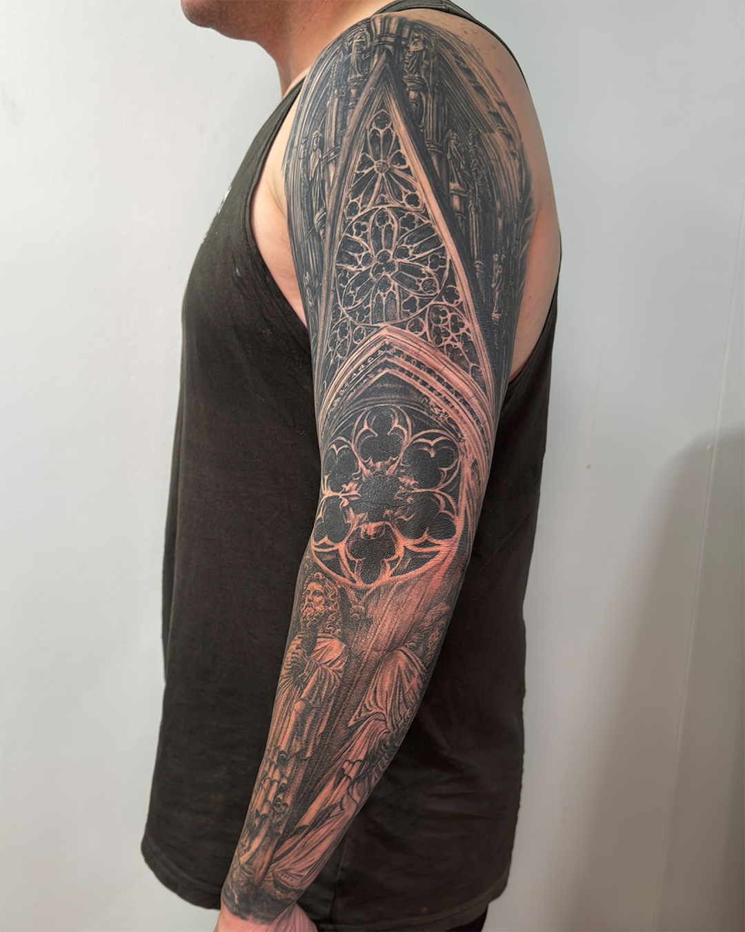 black-and-grey-dark-realism-sleeve-tattoo-christchurch