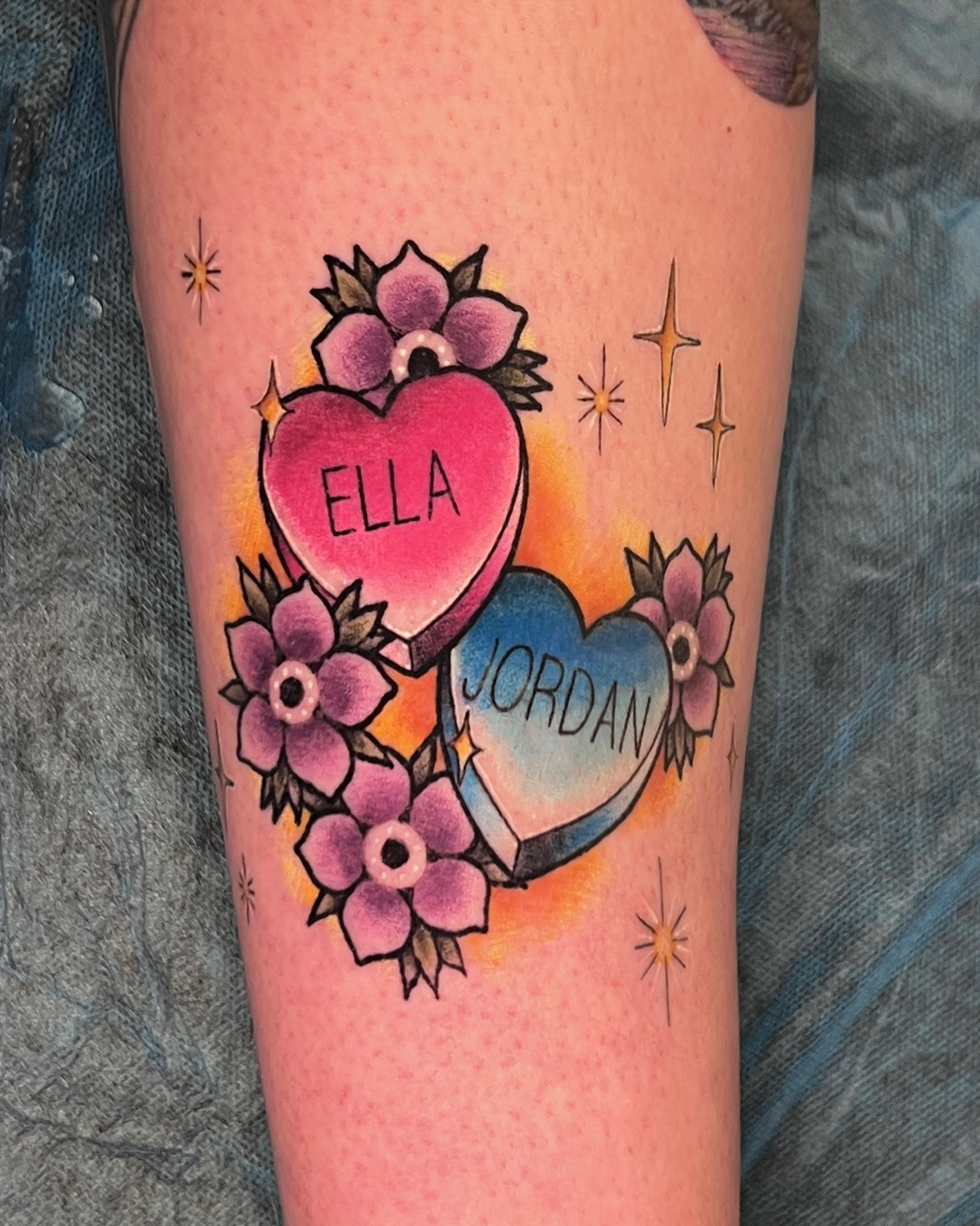 Cute Candy Hearts, by Rochelle at Soular Tattoo, Christchurch 
