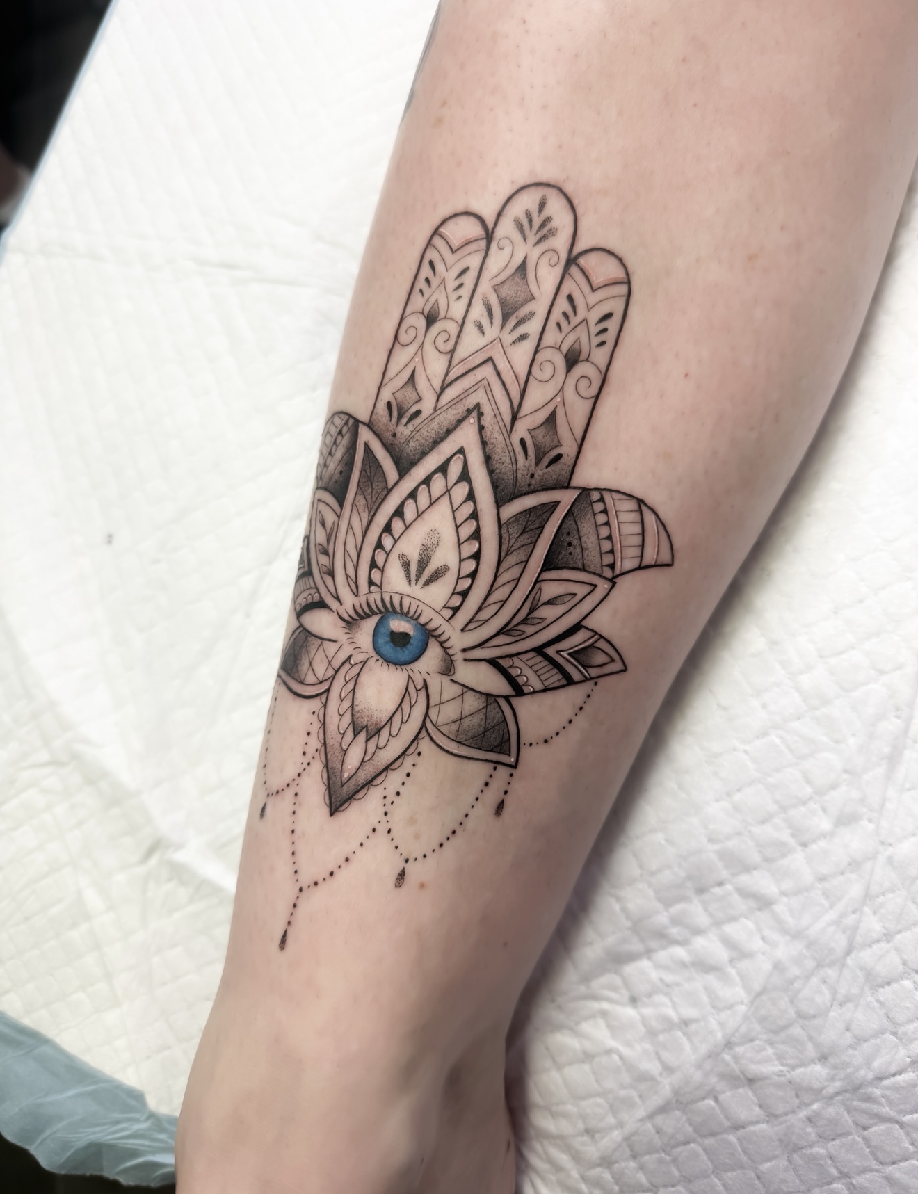 Ornamental Hamsa Hand Tattoo