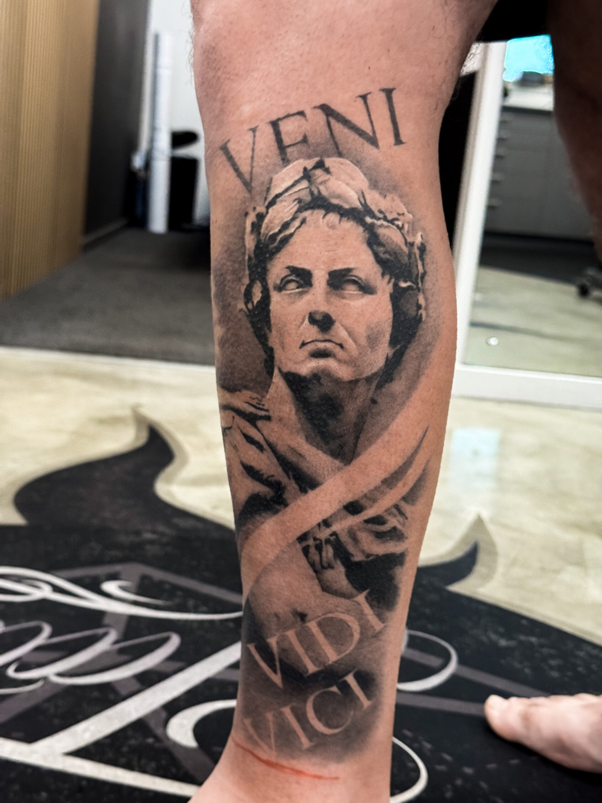 black-and-grey-julius-caesar-tattoo-christchurch