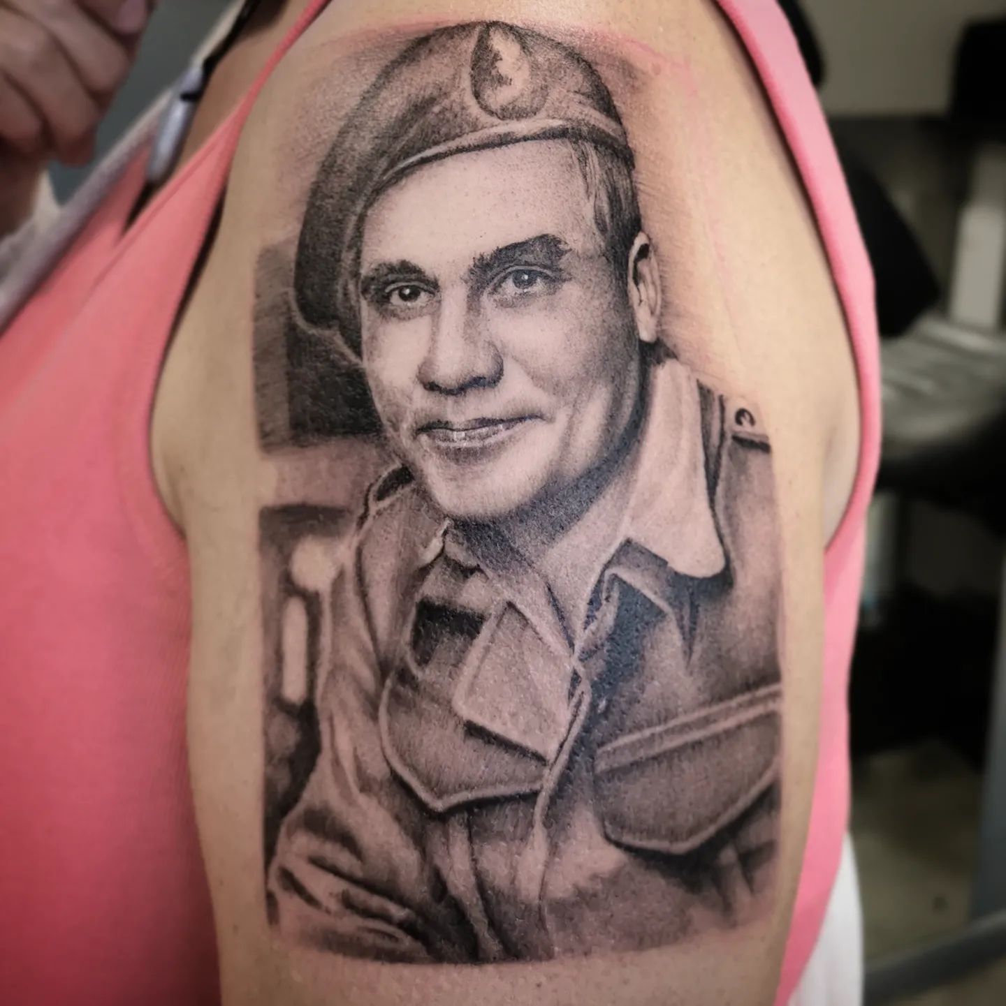 black-and-grey-solider-portrait-tattoo-christchurch