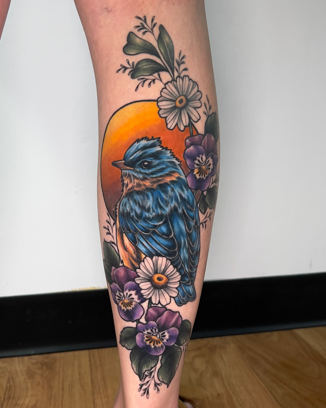 colour-neo-traditional-calf-tattoo-christchurch
