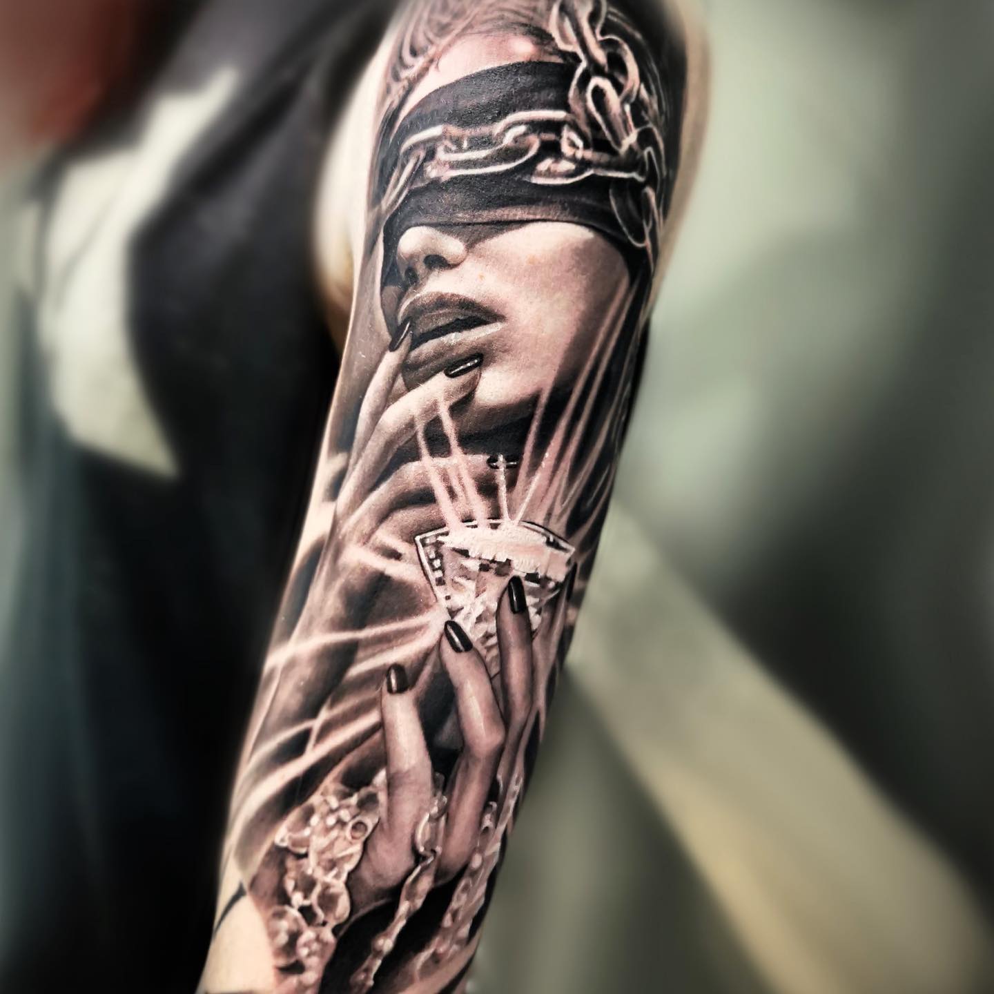 girls-black-and-grey-realism-half-sleeve-tattoo-christchurch