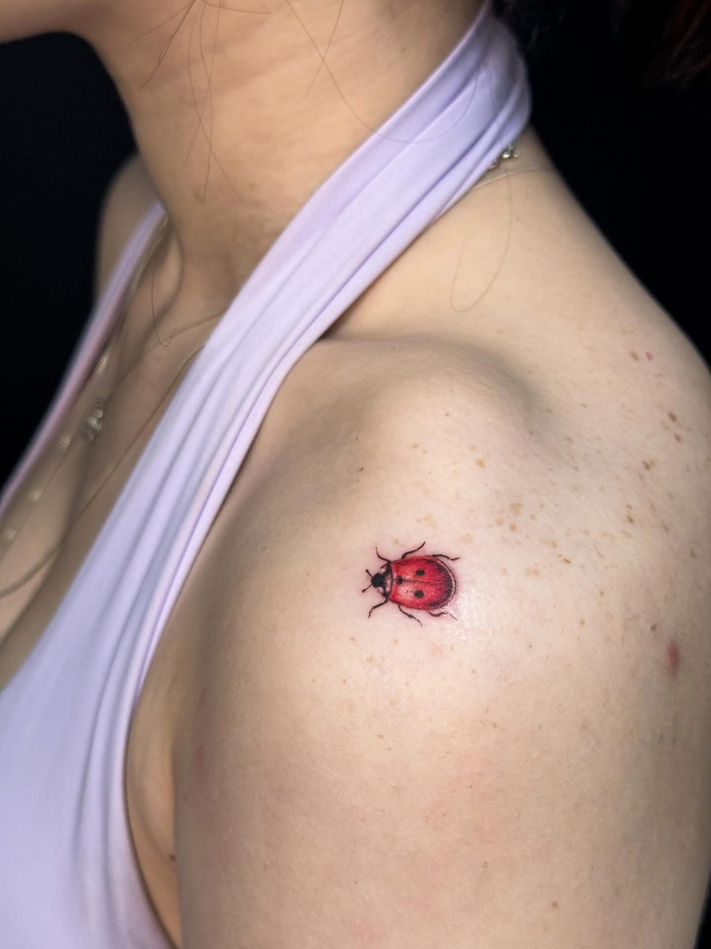 tiny-colour-ladybird-shoulder-tattoo-christchurch