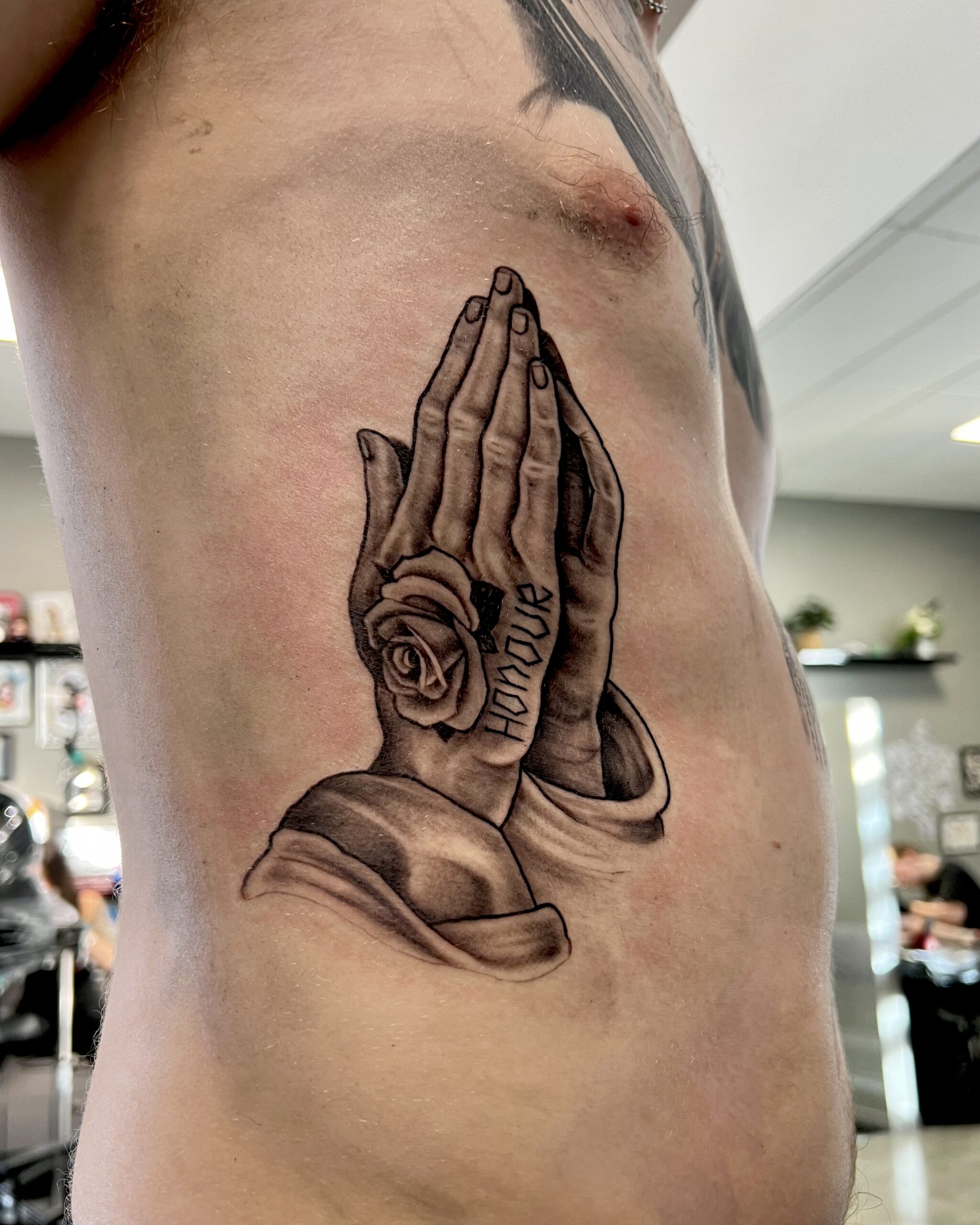 traditional-praying-hands-tattoo-christchurch